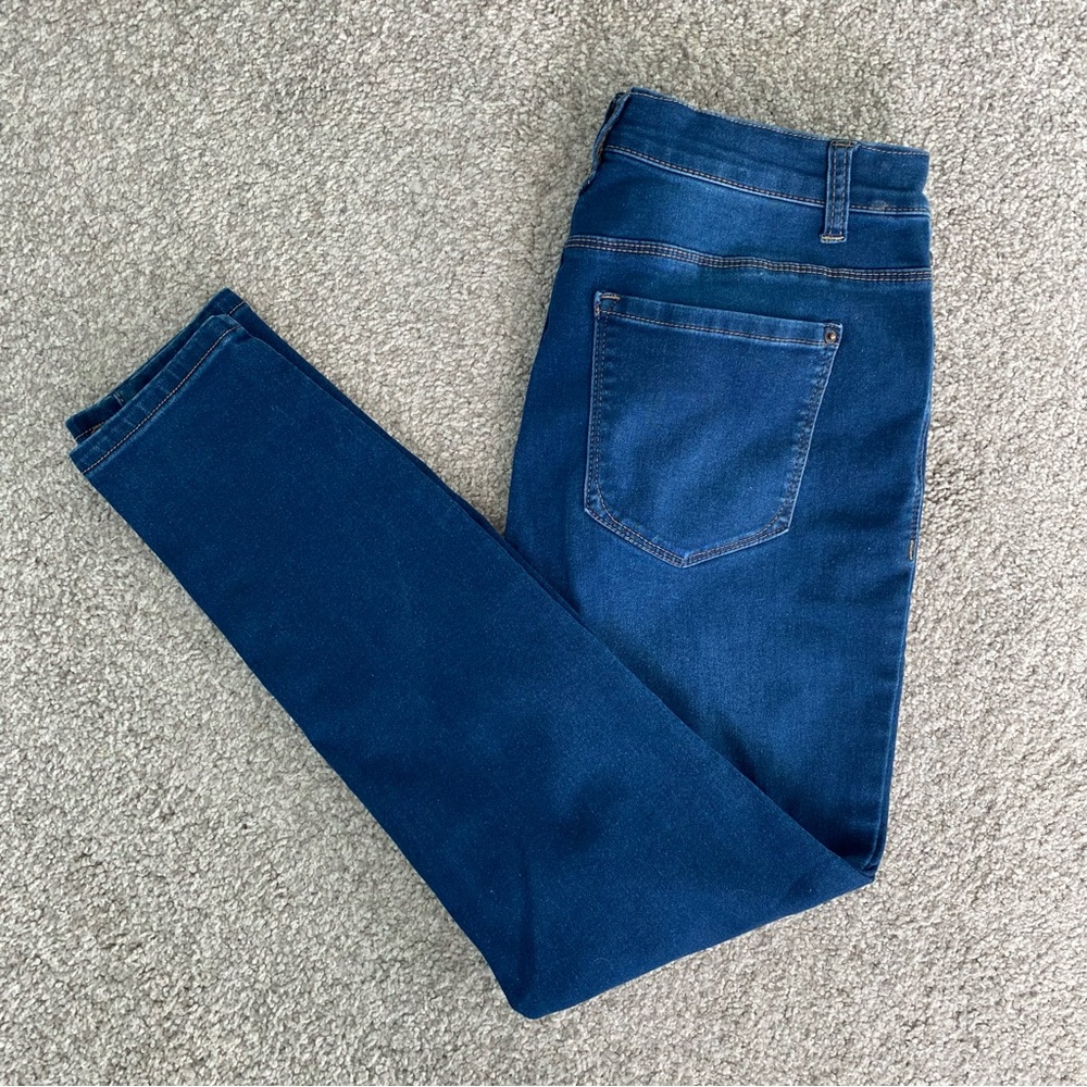 Dark Wash High Rise Skinny Jeans by Curve Appeal